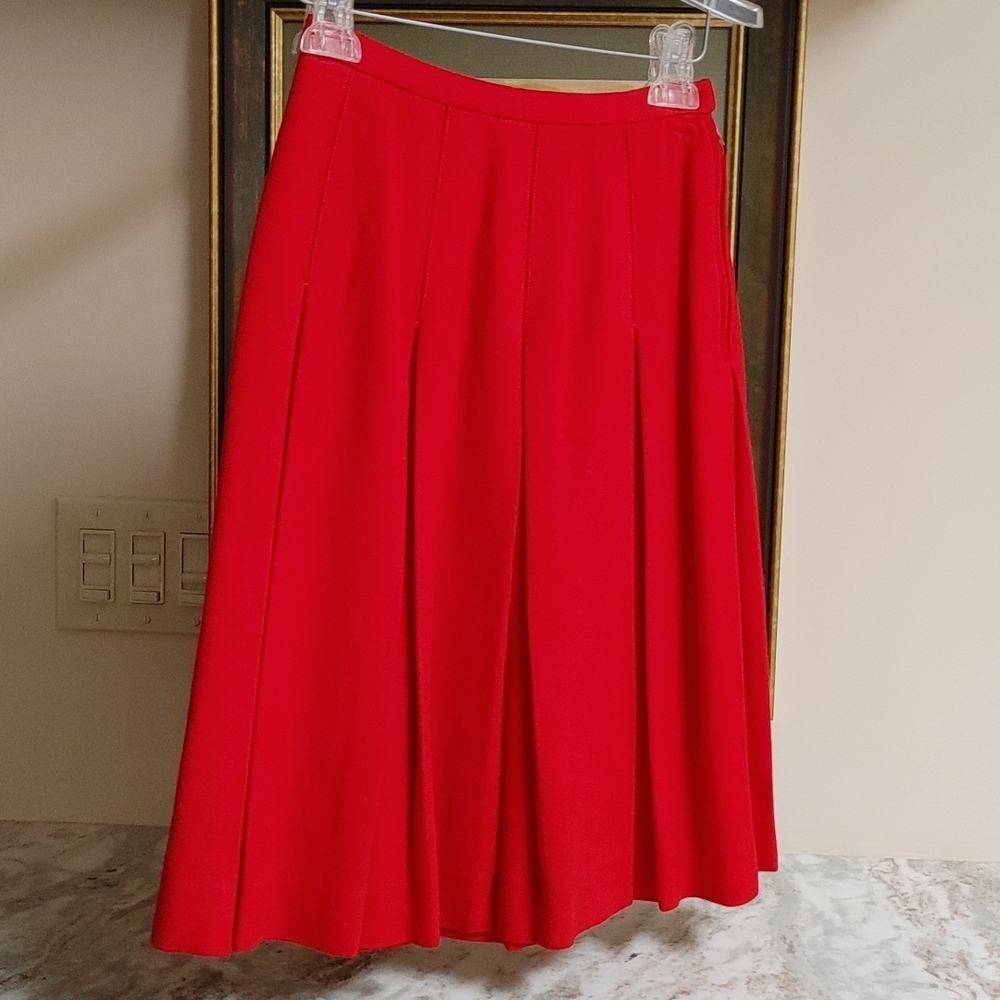 VTG Garland Downy Spun Red Wool Pleated Skirt XS